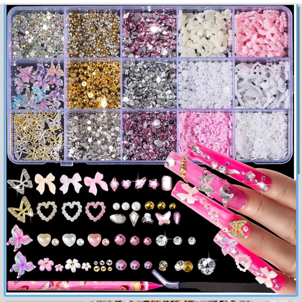 Nail Art Rhinestone and Charm Set 10000 pcs bows charms salon tools jewels
